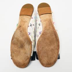 Pre Owned Louis Vuitton White Monogram Multicolore Canvas Ballet Flats Size 39
