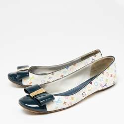 Pre Owned Louis Vuitton White Monogram Multicolore Canvas Ballet Flats Size 39