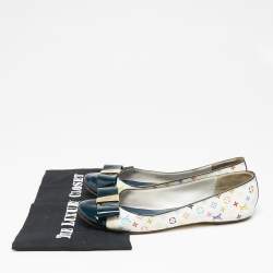 Pre Owned Louis Vuitton White Monogram Multicolore Canvas Ballet Flats Size 39