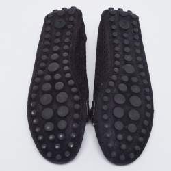 مملوكة مسبقًا حذاء لوفرز أوكسفورد لوي فيتون سويدي أسود مثقب مقاس 37.5