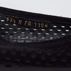 مملوكة مسبقًا حذاء لوفرز أوكسفورد لوي فيتون سويدي أسود مثقب مقاس 37.5