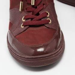 Louis Vuitton Burgundy Leather And Monogram Suede Millenium Sneakers Size 36.5