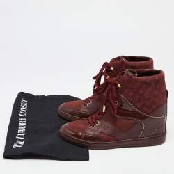 Louis Vuitton Burgundy Leather And Monogram Suede Millenium Sneakers Size 36.5