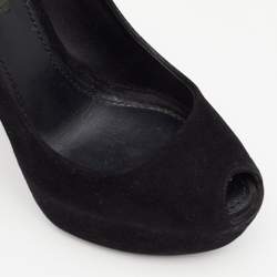 Pre Owned Louis Vuitton Black Suede Oh Really! Peep Toe Platform Pumps Size 37