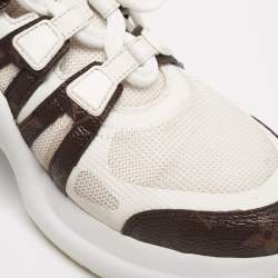 Louis Vuitton Off-White/Brown Mesh and Monogram Coated Canvas Archlight Low-Top Sneakers Size 36.5
