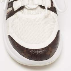 Louis Vuitton Off-White/Brown Mesh and Monogram Coated Canvas Archlight Low-Top Sneakers Size 36.5