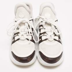 Louis Vuitton Off-White/Brown Mesh and Monogram Coated Canvas Archlight Low-Top Sneakers Size 36.5