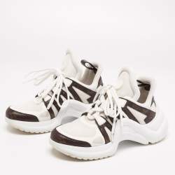 Louis Vuitton Off-White/Brown Mesh and Monogram Coated Canvas Archlight Low-Top Sneakers Size 36.5