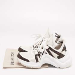 Louis Vuitton Off-White/Brown Mesh and Monogram Coated Canvas Archlight Low-Top Sneakers Size 36.5
