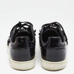 Pre Owned حذاء رياضي لوي فيتون فرونت رو جلد أسود لامع مزخرف ورد بعنق منخفض مقاس 40