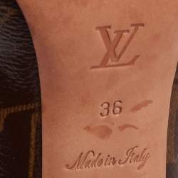 مملوكة مسبقًا حذاء كعب عالي لوي فيتون ريتوال ماري جين كانفاس بني مونوغرامي مقدمة مفتوحة مقاس 36