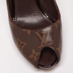 مملوكة مسبقًا حذاء كعب عالي لوي فيتون ريتوال ماري جين كانفاس بني مونوغرامي مقدمة مفتوحة مقاس 36