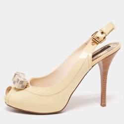 New Louis Vuitton Sandal/Heel Shoe,, White/Gold, Size 37