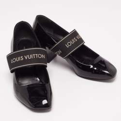 مملوكة مسبقًا حذاء كعب عالي لوي فيتون أنكوفر جلد أسود لامع مقاس 37