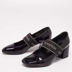 مملوكة مسبقًا حذاء كعب عالي لوي فيتون أنكوفر جلد أسود لامع مقاس 37