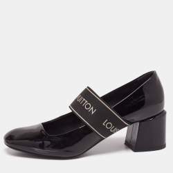 مملوكة مسبقًا حذاء كعب عالي لوي فيتون أنكوفر جلد أسود لامع مقاس 37