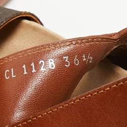  Louis Vuitton Brown Monogram Canvas and Leather Timelapse Espadrille Sandals Size 36.5