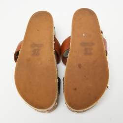  Louis Vuitton Brown Monogram Canvas and Leather Timelapse Espadrille Sandals Size 36.5