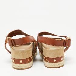  Louis Vuitton Brown Monogram Canvas and Leather Timelapse Espadrille Sandals Size 36.5