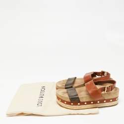  Louis Vuitton Brown Monogram Canvas and Leather Timelapse Espadrille Sandals Size 36.5