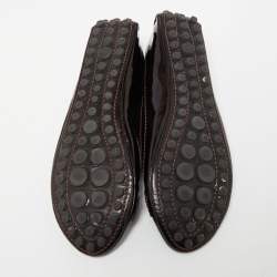 Pre Owned Louis Vuitton Dark Burgundy Patent Leather Oxford Ballet Flats Size 36