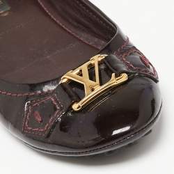 Pre Owned Louis Vuitton Dark Burgundy Patent Leather Oxford Ballet Flats Size 36