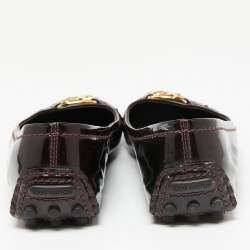 Pre Owned Louis Vuitton Dark Burgundy Patent Leather Oxford Ballet Flats Size 36