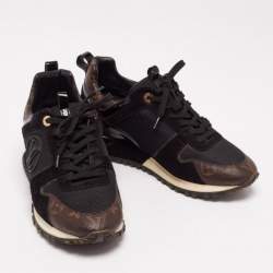 Louis Vuitton Black/Brown Monogram Canvas And Mesh Run Away Sneakers Size 39