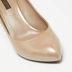 Pre Owned Louis Vuitton Beige Patent Leather Oh Really! Pumps Size 37.5