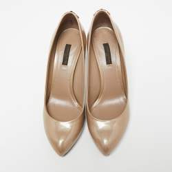 Pre Owned Louis Vuitton Beige Patent Leather Oh Really! Pumps Size 37.5