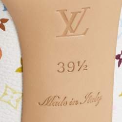 Louis Vuitton White/Multicolor Monogram Canvas and Patent Leather Bow Peep-Toe Pumps Size 39.5