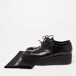 Louis Vuitton Black Leather Lace Up Platform Oxfords Size 37.5