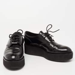 Louis Vuitton Black Leather Lace Up Platform Oxfords Size 37.5
