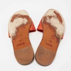 Louis Vuitton Orange/Brown Snakeskin Leather Lock It Flat  Sandals Size 38