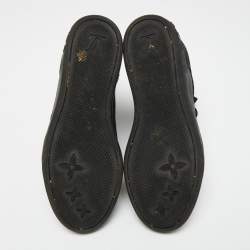 Louis Vuitton Black Leather and Embossed Monogram Suede Millenium Wedge High-Top Sneakers Size 38.5