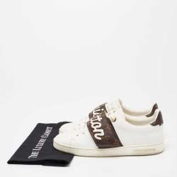 Louis Vuitton White Leather And Monogram Canvas  Frontrow Low Top Sneakers Size 38