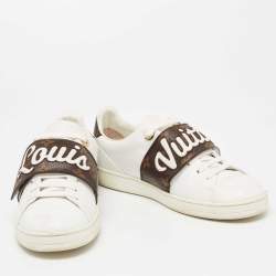 Louis Vuitton White Leather And Monogram Canvas  Frontrow Low Top Sneakers Size 38