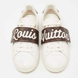 Louis Vuitton White Leather And Monogram Canvas  Frontrow Low Top Sneakers Size 38