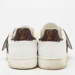Louis Vuitton White Leather And Monogram Canvas  Frontrow Low Top Sneakers Size 38