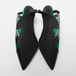 Pre Owned حذاء كعب عالي لوي فيتون آركلايت جلد وشبك أخضر/أسود بحزام كاحل مقاس 37