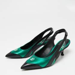 Louis Vuitton Green/Black Mesh And Leather Archlight Slingback Pumps Size  37 Louis Vuitton