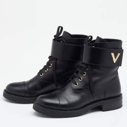 LOUIS VUITTON Black Leather Wonderland Ankle Boot Size 37.5 US 7.5 UK 4.5  AU 6.5