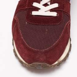 Louis Vuitton Burgundy Mesh, Suede and Leather Runaway Low-Top Sneakers Size 37.5