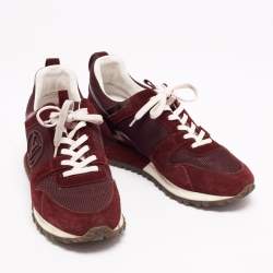 Louis Vuitton Burgundy Mesh, Suede and Leather Runaway Low-Top Sneakers Size 37.5