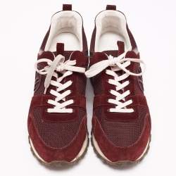 Louis Vuitton Burgundy Mesh, Suede and Leather Runaway Low-Top Sneakers Size 37.5