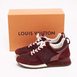 Louis Vuitton Burgundy Mesh, Suede and Leather Runaway Low-Top Sneakers Size 37.5