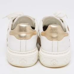 Pre Owned حذاء رياضي لوي فيتون تايم أوت جلد ذهبي/أبيض عنق منخفض مقاس 38.5