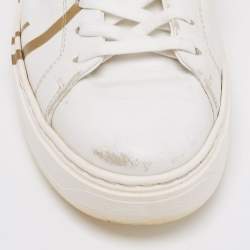 Pre Owned حذاء رياضي لوي فيتون تايم أوت جلد ذهبي/أبيض عنق منخفض مقاس 38.5