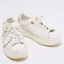 Pre Owned حذاء رياضي لوي فيتون تايم أوت جلد ذهبي/أبيض عنق منخفض مقاس 38.5