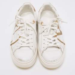 Pre Owned حذاء رياضي لوي فيتون تايم أوت جلد ذهبي/أبيض عنق منخفض مقاس 38.5